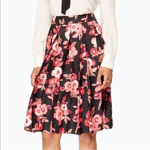 Kate Spade New York Women's Shadow Buds Pleated 100% Silk Skirt Size 0